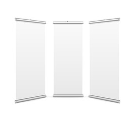 Realistic Detailed 3d White Blank Stand Set. Vector