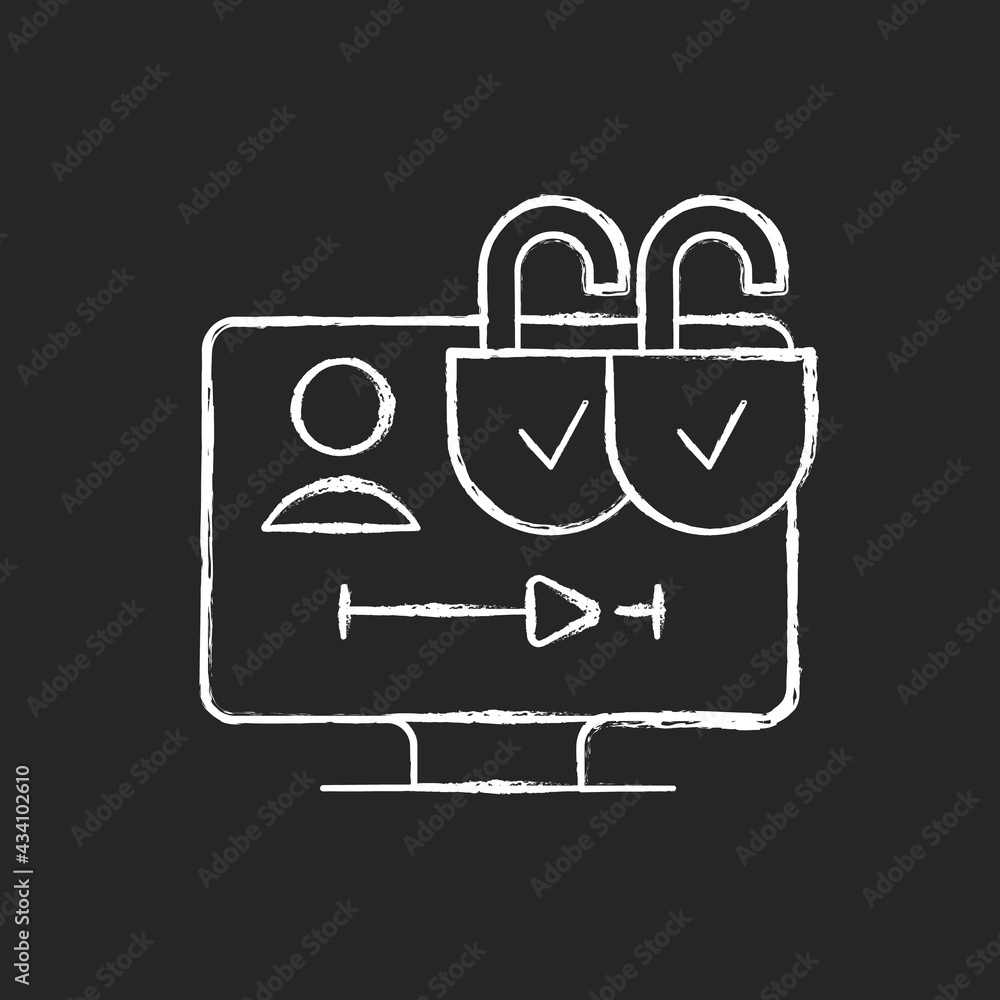 Poster multiple viewer profiles chalk white icon on black background. multi-device access. sharing benefits