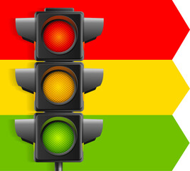 Realistic Detailed 3d Road Traffic Light Concept Background Card. Vector - 434102604