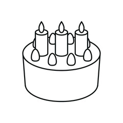 Cake line icon vector symbol with candles