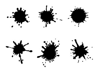 Abstract spots on a white background. Vector paintbrush set. Paint splats blotches.
