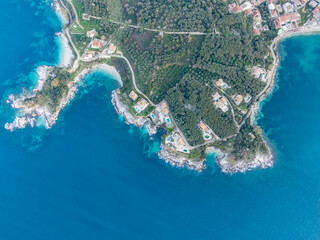 aerial view of kassiopi beach