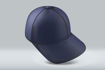 Blue jeans golf cap on gray background.