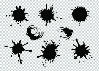 Abstract spots on a white background. Vector paintbrush set. Paint splats blotches.
