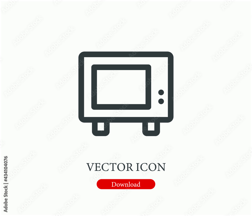 Poster old tv vector icon. editable stroke. symbol in line art style for design, presentation, website or a
