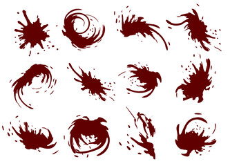 Abstract spots on a white background. Vector paintbrush set. Paint splats blotches.
