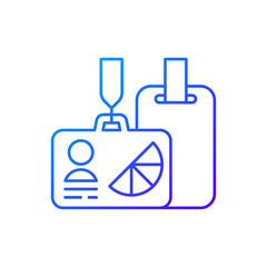 Branded conference and meeting ID badges gradient linear vector icon. Special styled cards to identify participants. Thin line color symbols. Modern style pictogram. Vector isolated outline drawing