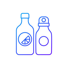 Branded water bottle gradient linear vector icon. Designer create unique water holder for travelers. Thin line color symbols. Modern style pictogram. Vector isolated outline drawing