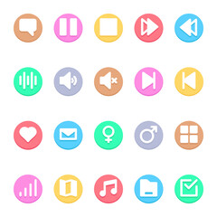 Circle color glyph icons for user interface.