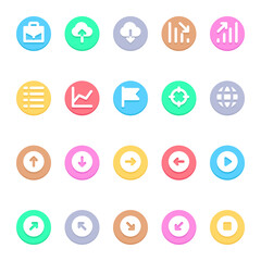 Circle color glyph icons for user interface.