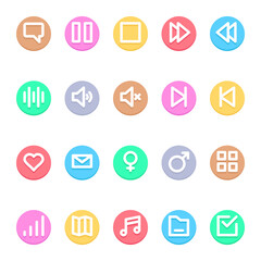 Circle color outline icons for user interface.