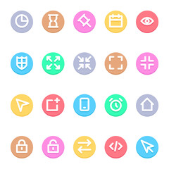 Circle color outline icons for user interface.