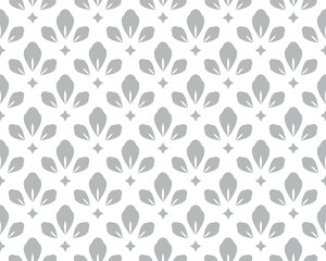 Flower geometric pattern. Seamless vector background. White and gray ornament. Ornament for fabric, wallpaper, packaging. Decorative print.
