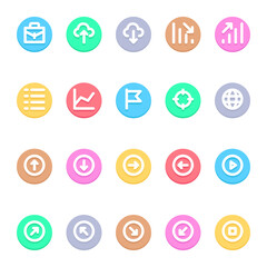 Circle color outline icons for user interface.