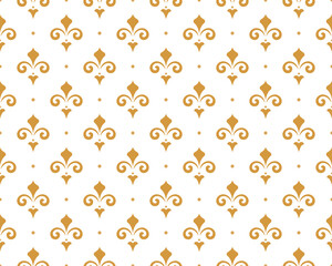 Flower geometric pattern. Seamless vector background. White and gold ornament