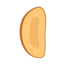 Toast. Bread piece for sandwich. Lunch, dinner, breakfast snacks. Vector illustration isolated on white background. Flat design style for menu, cafe, restaurant, poster, banner, emblem, sticker.