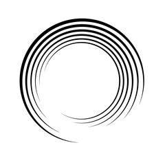 Circle spiral. Abstract helix. Circular radial boarder. Arc shape spin round. Swirl patern. Futuristic twirl ring with effect halftone. Rotate frame. Border ripple. Vortex for design prints. Vector