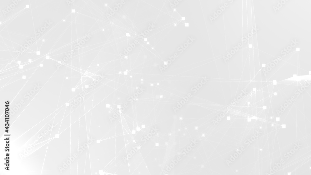 Poster Abstract white gray polygon tech network with connect technology background. Abstract dots and lines texture background. 3d rendering.