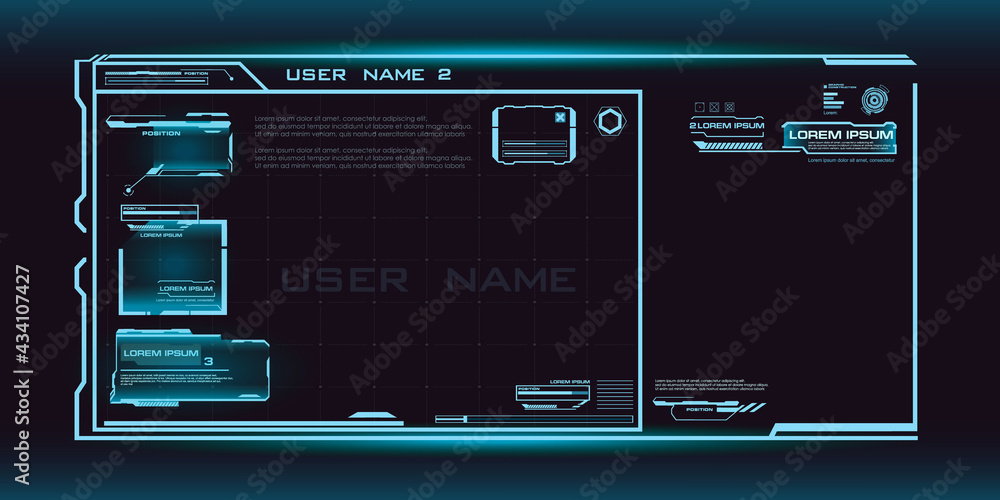 Poster futuristic digital frame. digital frame technology. virtual graphical user interface. interface desi