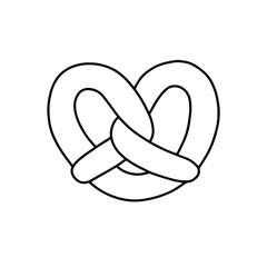 Ring-shaped roll, Pretzel icon. Drawing, isolated on white background.