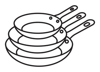 Line art vector icon the stack of frying pan skillet for apps and websites
