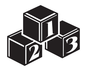 Cube 123 number blocks flat icon for apps and websites