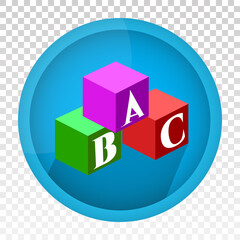 Colourful ABC alphabet block flat icon for apps and websites