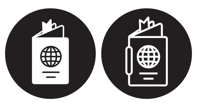 Rounded International travel passport booklet icon for apps and websites