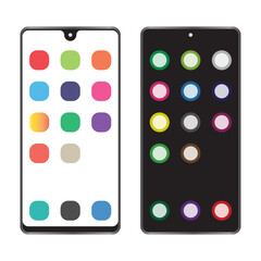 Flat color icon a android mobile phone or smartphone with colorful apps