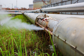 Corrosion rusty through socket tube steam gas leak pipeline