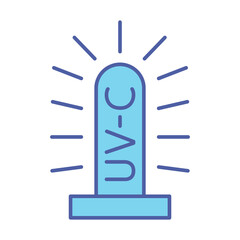 Bactericidal UV lamp. Medical antimicrobial device for home, clinic, hospital. Ultraviolet light disinfection lamp. Ultraviolet germicidal irradiation. UV-C sterilizer