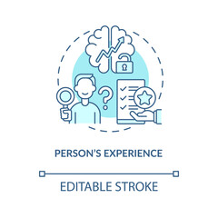 Person experience blue concept icon. Professional development and achievement. Career growth and success idea thin line illustration. Vector isolated outline RGB color drawing. Editable stroke