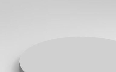 3d gray white cylinder podium minimal studio background. Abstract 3d geometric shape object illustration render.