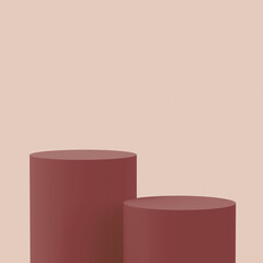 Abstract 3d brown color cylinder podium minimal studio background.