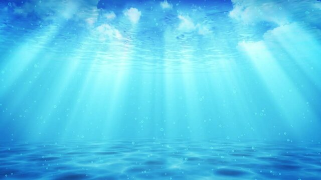 海面から水中に差し込む太陽の青い光