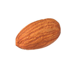 One tasty almond isolated on white. Healthy snack