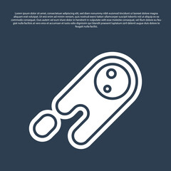 Blue line Comet falling down fast icon isolated on blue background. Vector