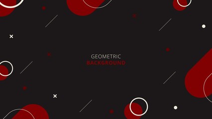 Modern Black Red Abstract Flat Geometric Shapes Design Background. Good For Wallpaper, Banner, Poster, Website Or Presentation.