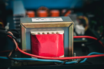 Power supply transformers for amplifier, close up