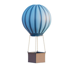 Balloon with a wicker basket on a white background. 3D rendering. Blank for design. Layout. Isolated © alexey_arz