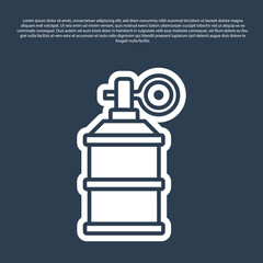 Blue line Hand smoke grenade icon isolated on blue background. Bomb explosion. Vector