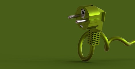 green energy cable plug 3d