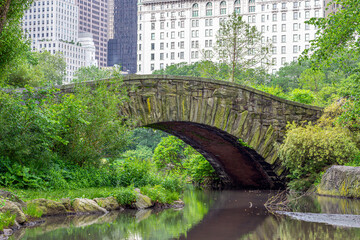 Gapstow Bridge in Central Park in spring