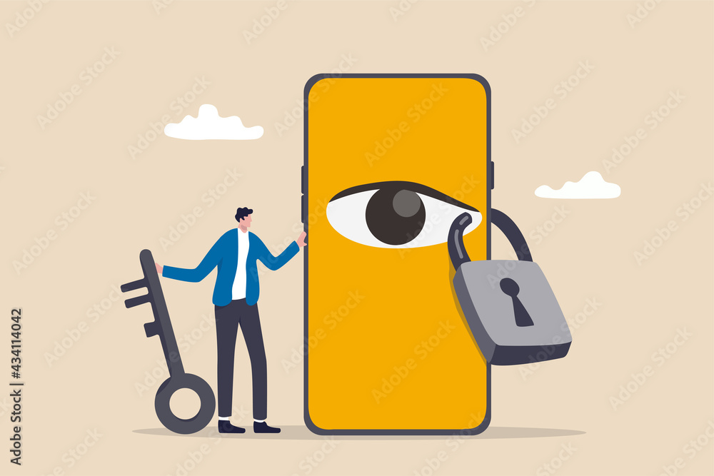 Poster data privacy for internet user, protect application to track or follow user behavior concept, man ho