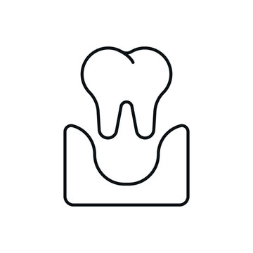 Tooth extraction linear icon. Dental services and therapy. Thin line customizable illustration. Vector isolated outline drawing. Editable stroke