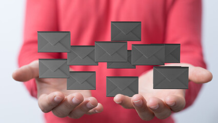  email icon concept in hand background