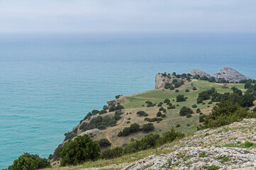 Small plateau on top of a coastal cliff.