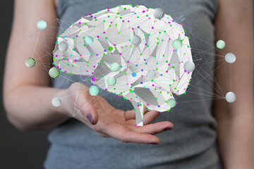 Human brain activity with plexus lines.. External cerebral connections in the frontal lobe.