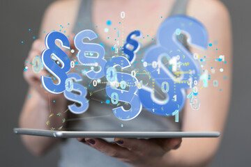 paragraph law sign digital in hand.