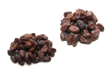 Dried dates isolated on white background.